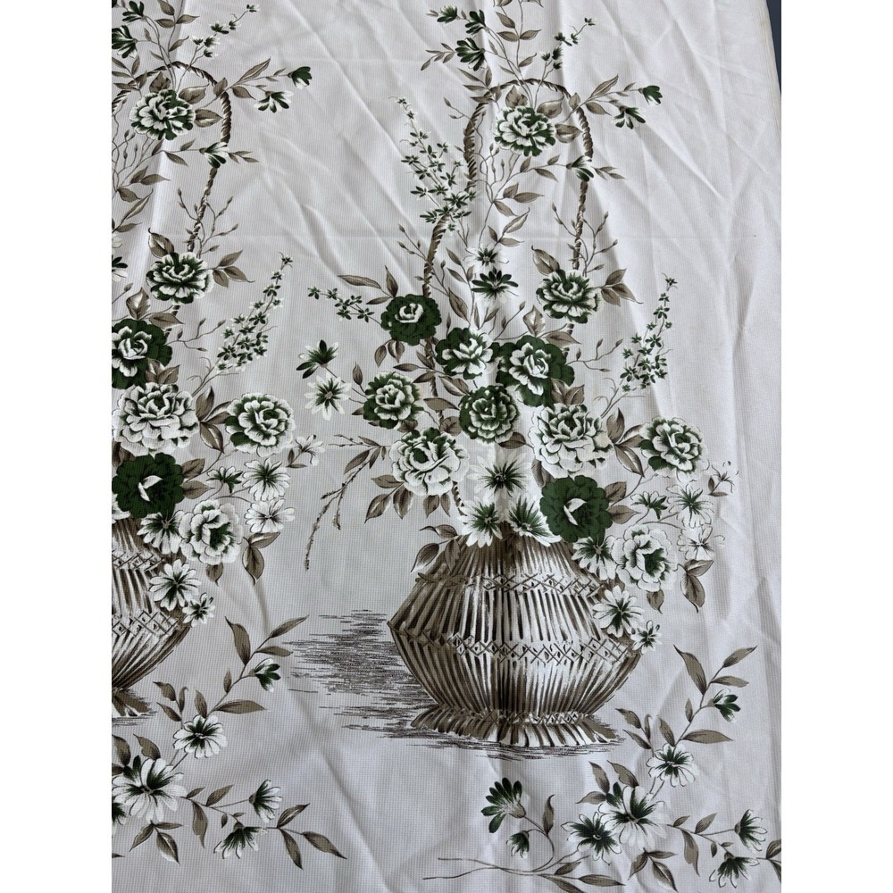 Mid Century Two Tone Floral Bamboo Curtain Panel Set - A Pair 86" - Picture 8 of 16